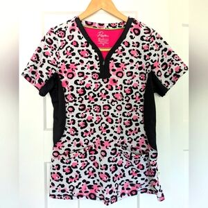 Premiere Pink and Black Scrub Top